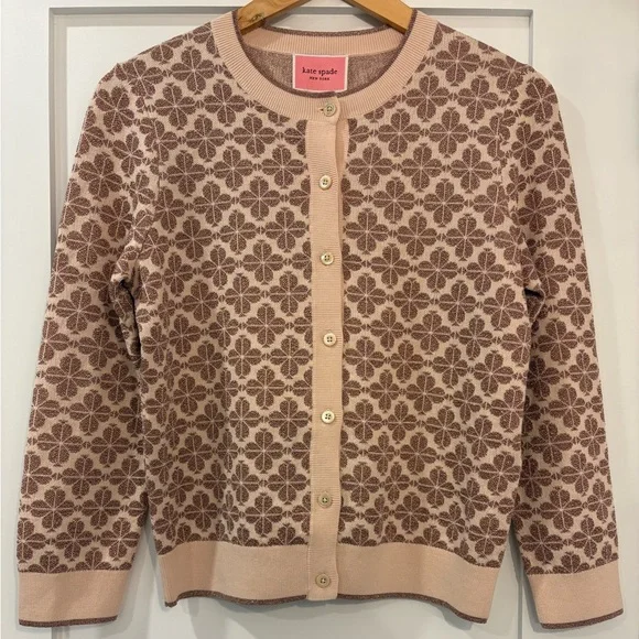 Kate Spade Pink Metallic Flower Cardigan - Picture 2 of 6